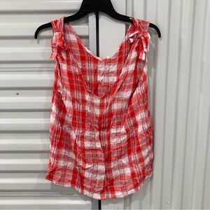 Jane and Delancey Red and White Plaid Tank Top